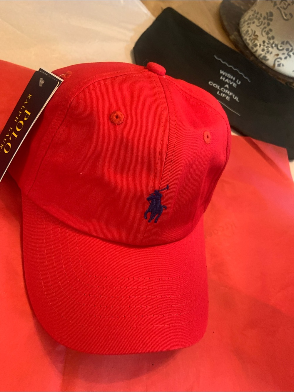 Polo by Ralph Lauren Red Cap with Navy Pony - Picture 3 of 8